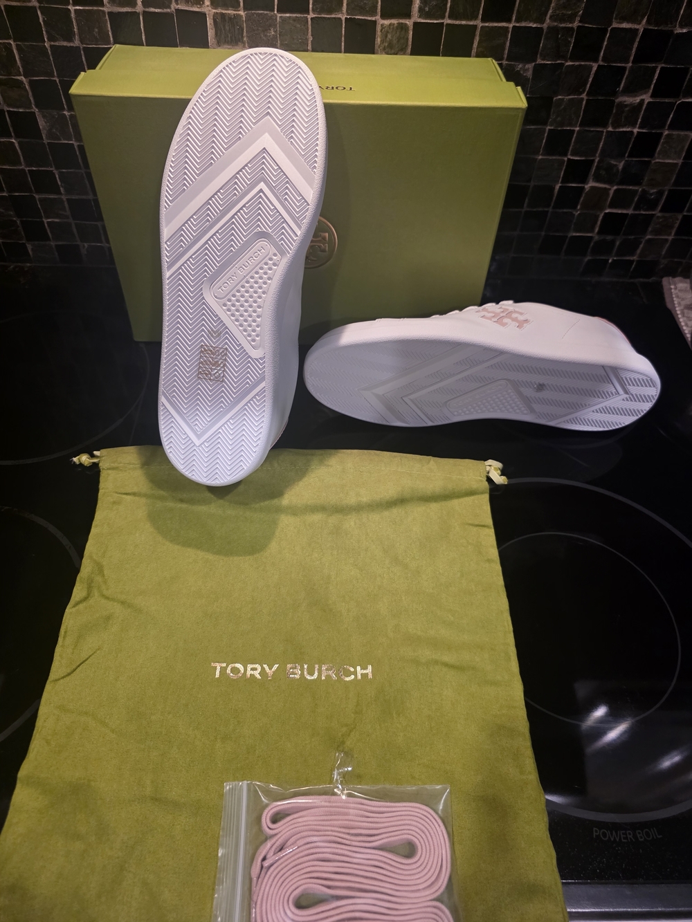 Tory Burch Howell Court White Sneakers with Blush Pink - Picture 5 of 6